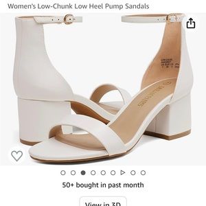 Low white block heel